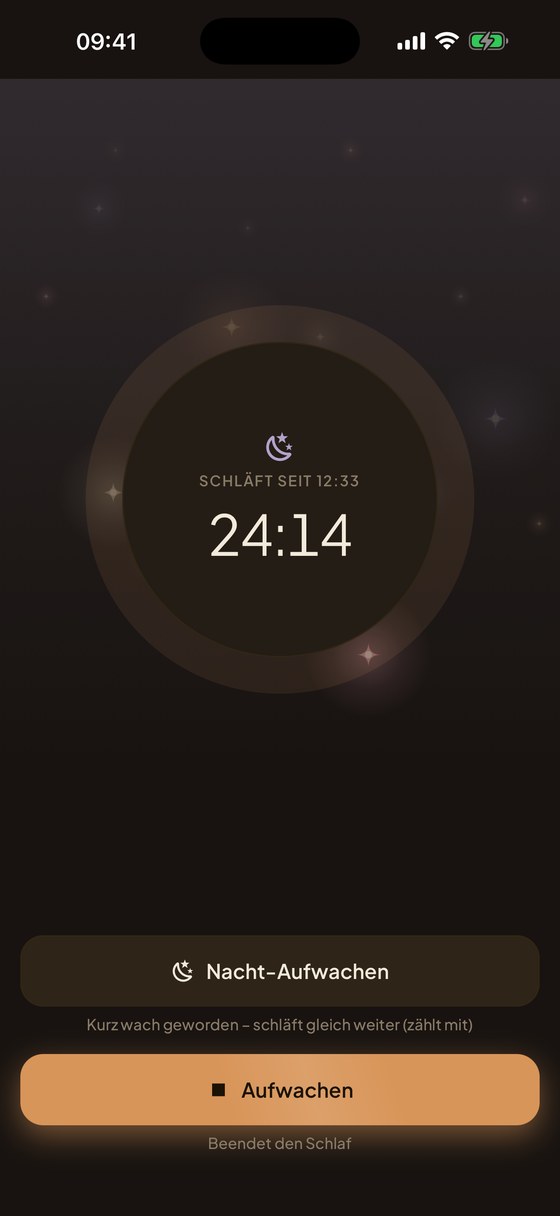 Schlaf-Timer in Heia mit laufender Schlafzeit des Babys